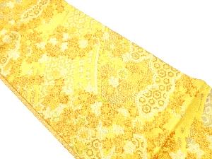 佐賀錦菱に亀甲・紅葉模様織出し袋帯